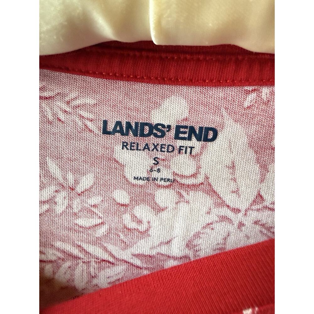 Lands End Red toile ladies small top Relaxed Fit Long Sleeve - Picture 2 of 7